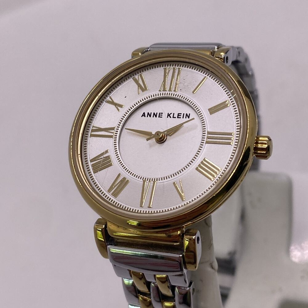 Anne Klein Womens Silver Gold Watch Works New Battery